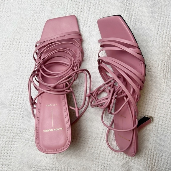 BLACK SUEDE STUDIO Franca Calfskin Strappy Ankle-Tie Sandals - Picture 5 of 8